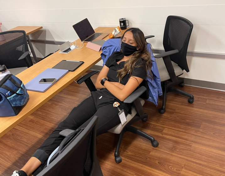 Photo of student sleeping in class