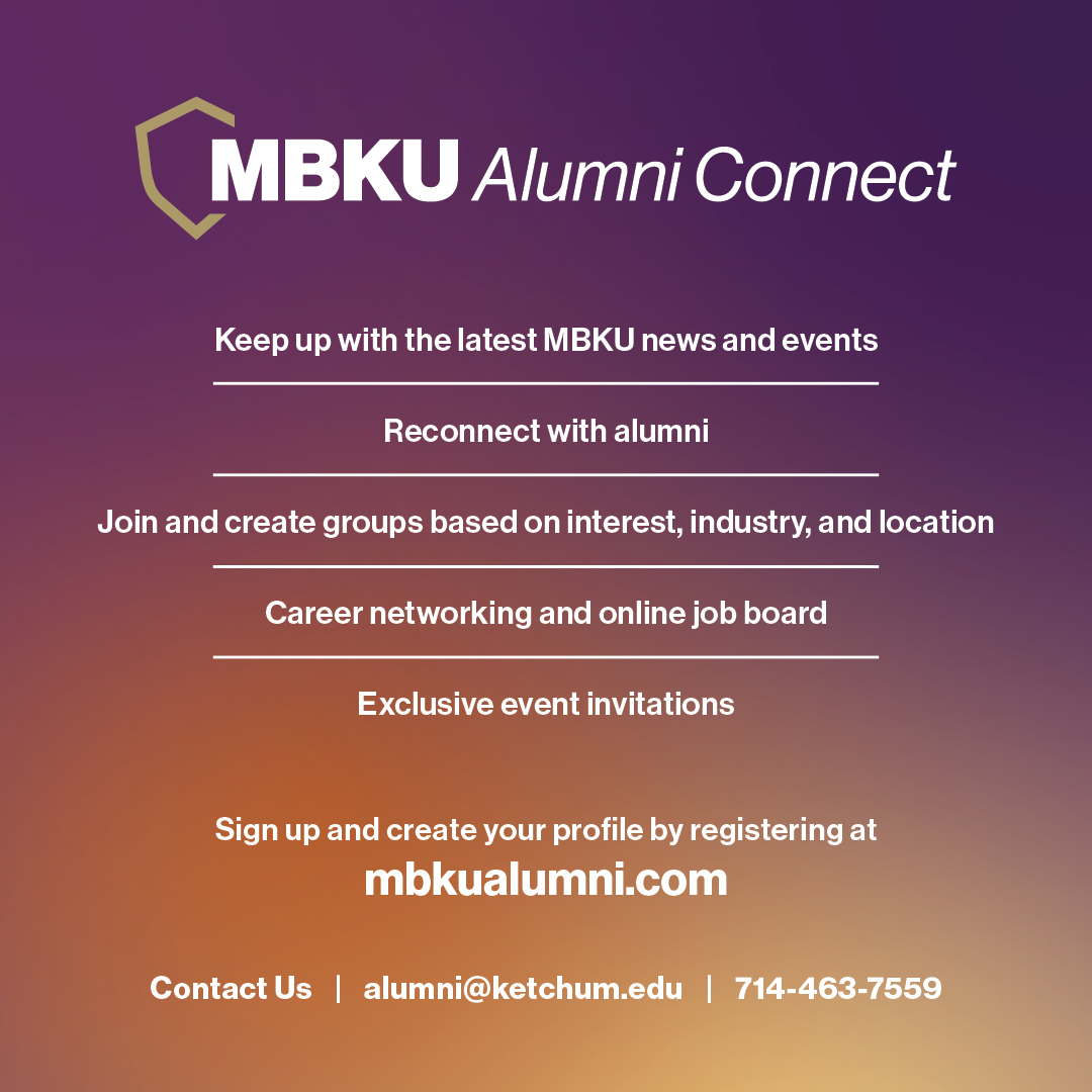 MBKU Alumni Connect features list with an invitation to join for free at mbkualumni.com