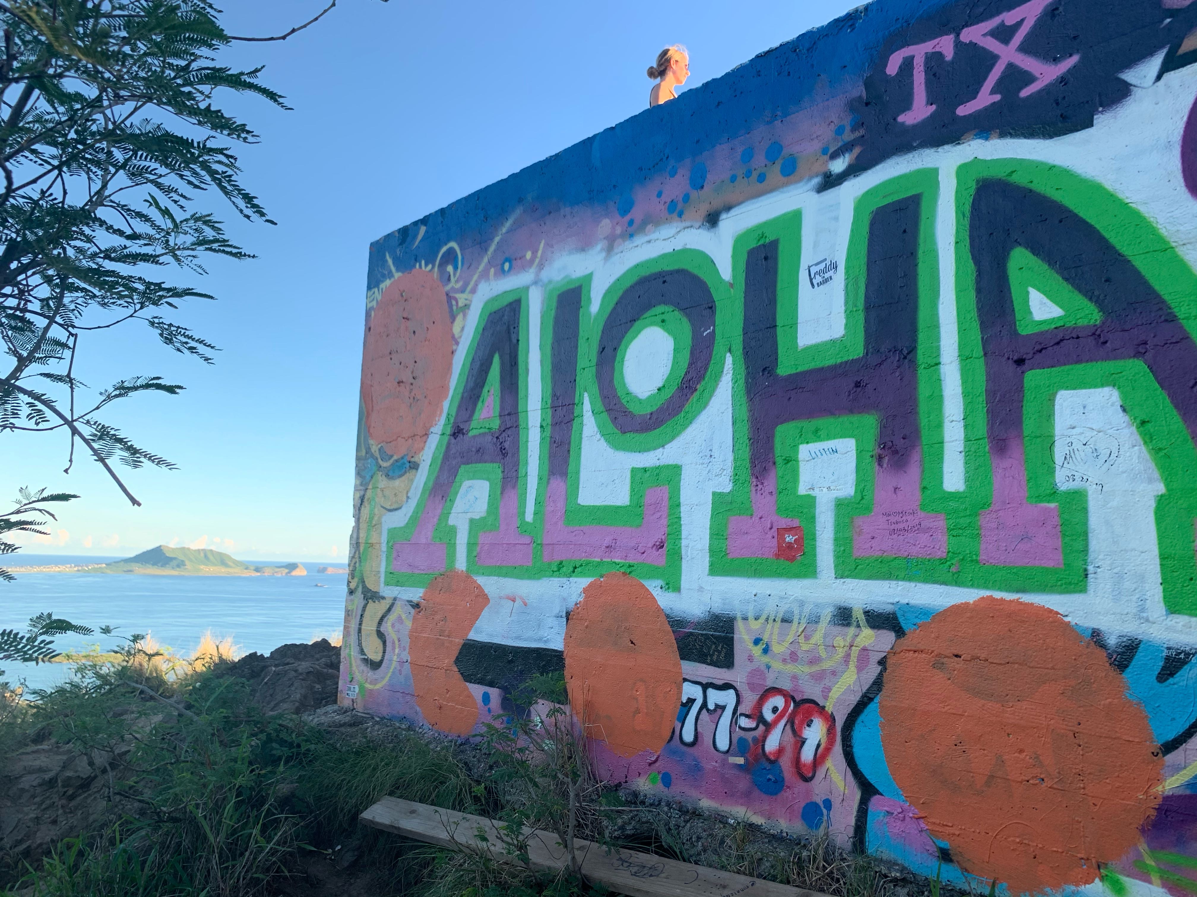image of a graffiti wall that says aloha