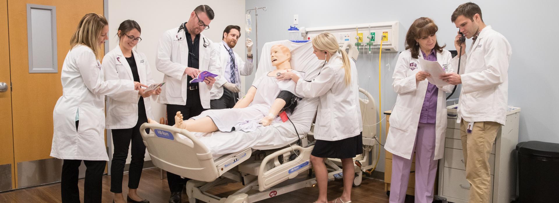 PA students work in the hospital simulation suite